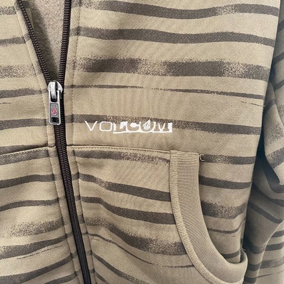 Volcom zip up hoodie zebra stripe camo green w/ white polka-dot red lined hood - Picture 2 of 8